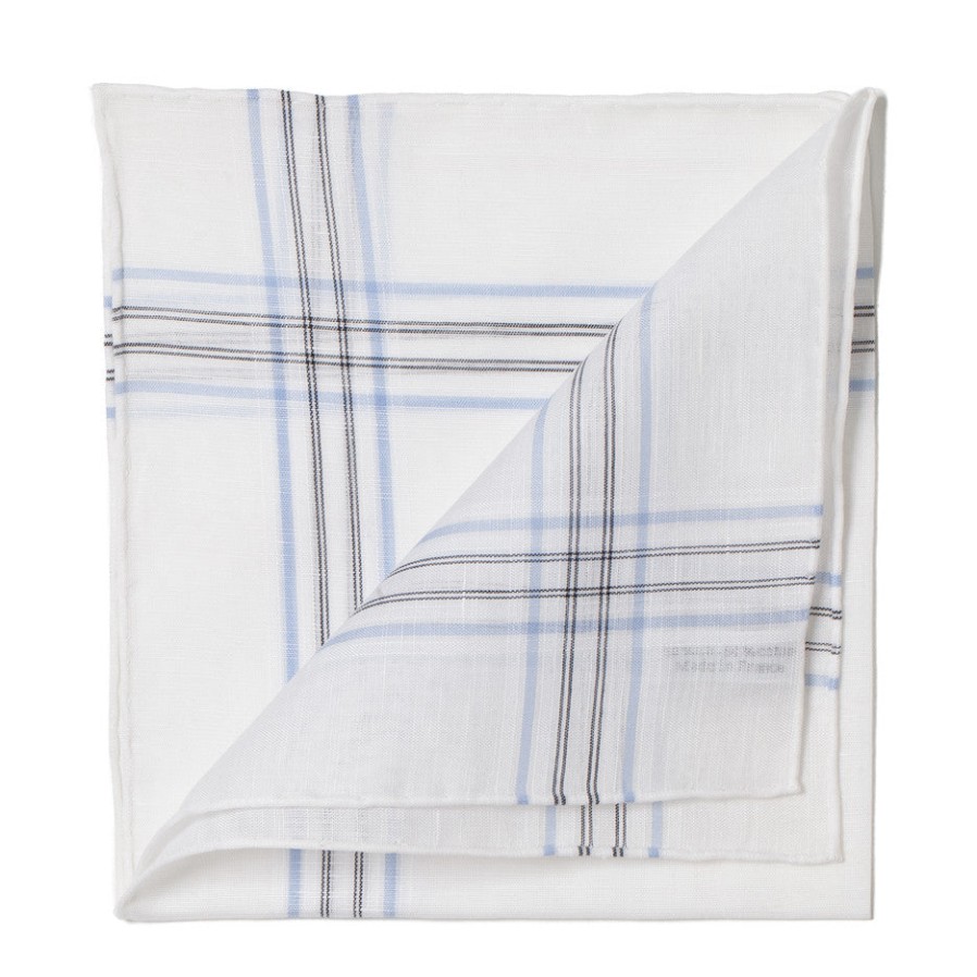 Handkerchiefs | Simonnot-Godard White Patterned Pocket Square Made Of Linen And Cotton