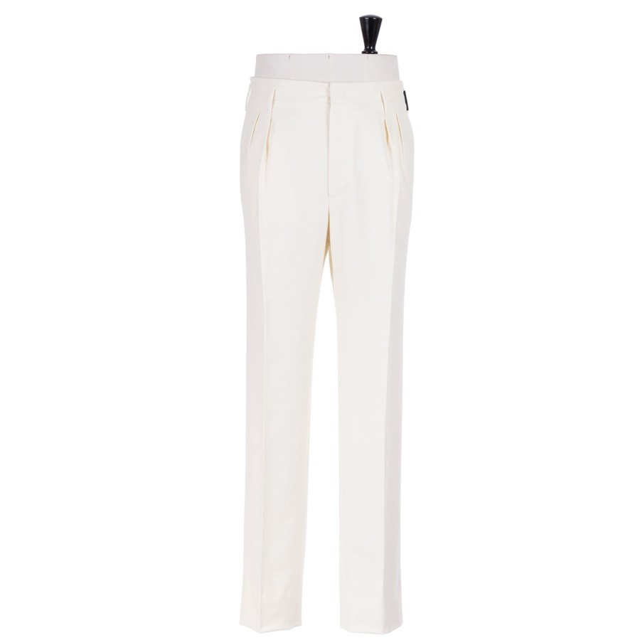 Trousers | Rota Sartorial Exclusive To Michael Jondral: Ivory Trousers "Hollywood" With Two Plea