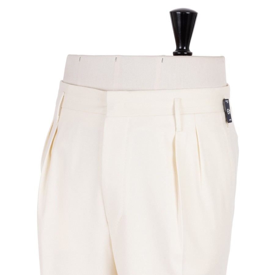 Trousers | Rota Sartorial Exclusive To Michael Jondral: Ivory Trousers "Hollywood" With Two Plea