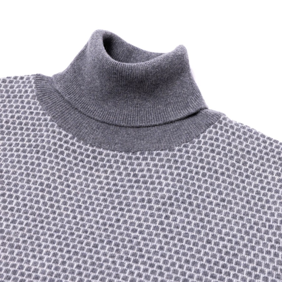 Knitwear | Brigatelli dal 1922 Square-Jacquard Merino Wool And Cashmere Turtleneck Sweater - 1 Ply Ca