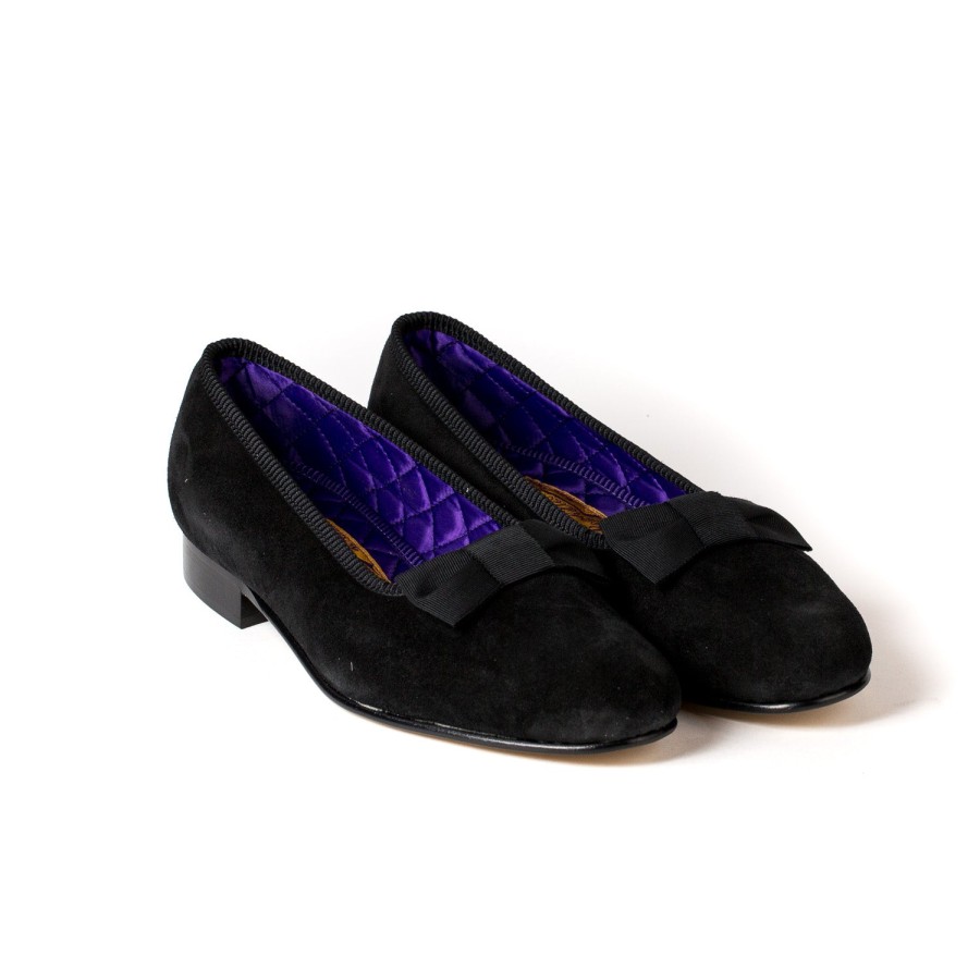 S | Bowhill u0026 Elliott Bowhill & Elliot X Mj: Black Shoes "Opera Pump" Made Of Suede With Lea