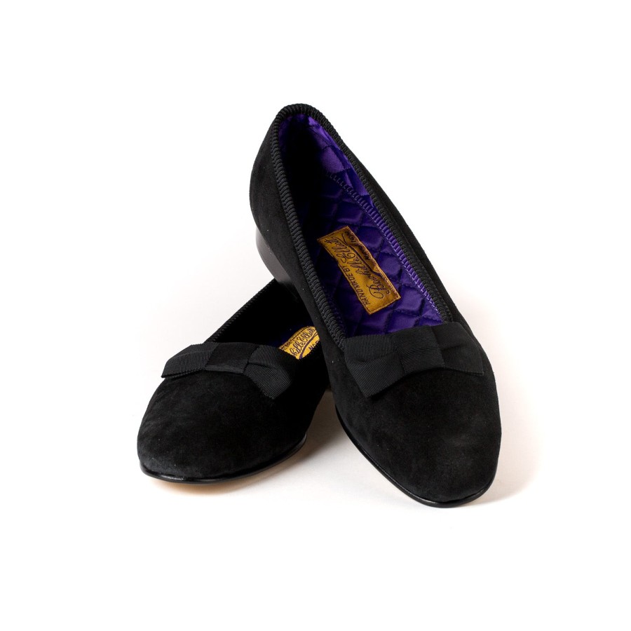 S | Bowhill u0026 Elliott Bowhill & Elliot X Mj: Black Shoes "Opera Pump" Made Of Suede With Lea