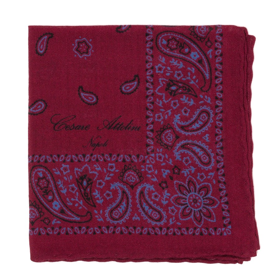 Handkerchiefs | Cesare Attolini Pure Wool Pocket Square "Reni E Paisley