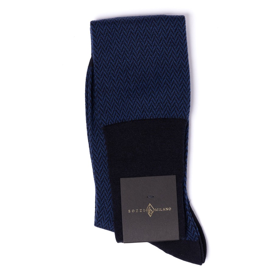 Stockings | Sozzi Patterned Knee Sock "Herringbone Pattern" From Merino Wool