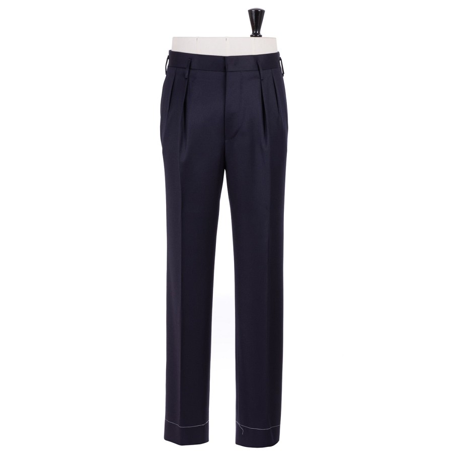 Trousers | Rota Sartorial Exclusive For Michael Jondral: Dark Blue Trousers "Hollywood" With Two