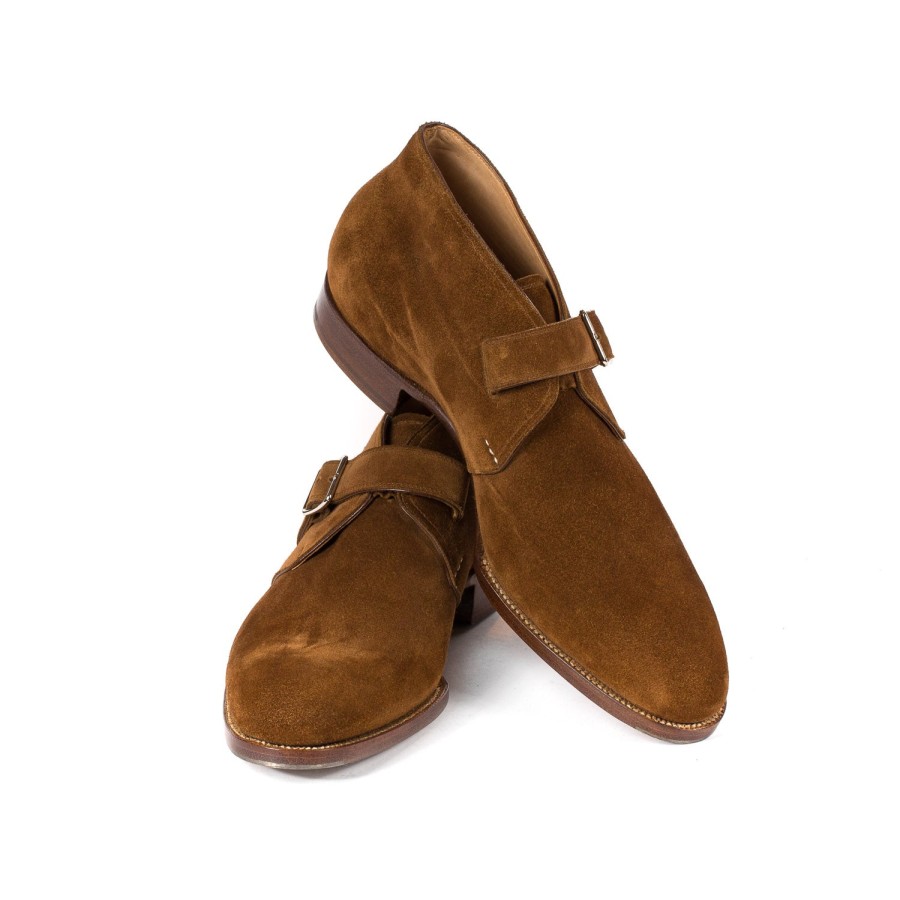 Mto | Saint Crispin's Monkbootee "Iconic" Made Of Tobacco Brown Suede - Purely Handcrafted