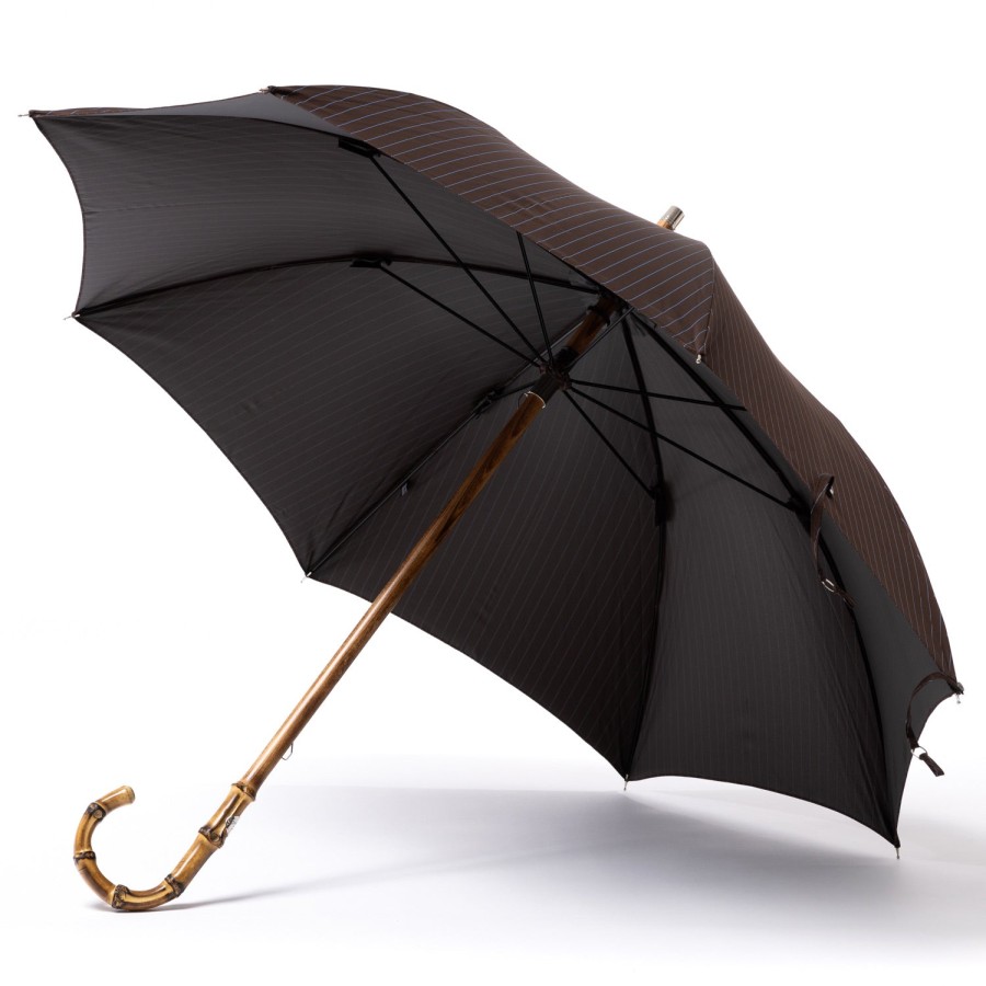 Umbrellas | Maglia Striped Umbrella "Lord" With Solid Wood Frame And Bamboo Wood Handle