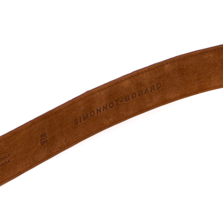 Belts | Simonnot-Godard Belt Made Of Cognac Crocodile Leather - Handcrafted