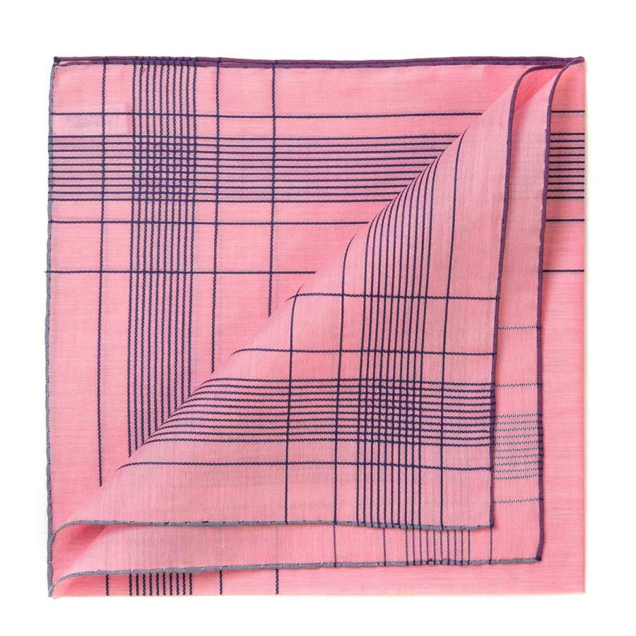 Taschentucher | Simonnot-Godard Pink Patterned Handkerchief "Harlan" Made Of Cotton