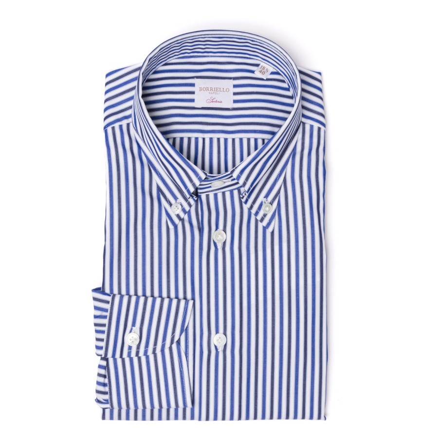 Shirts | Borriello Striped Shirt "Stile Inglese" With Button Down And Sport Cuff - Handma