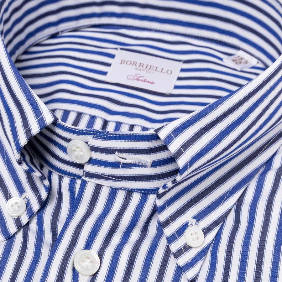 Shirts | Borriello Striped Shirt "Stile Inglese" With Button Down And Sport Cuff - Handma