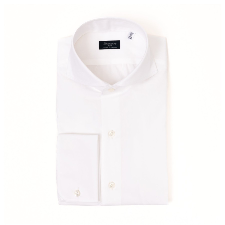 Shirts | Finamore 1925 White Shirt "Pop Extreme" Made Of Pure Cotton From Alumo - Collo Sergi