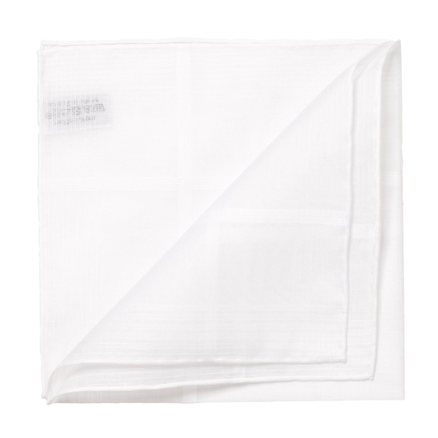 Handkerchiefs | Simonnot-Godard White Patterned Cotton Pocket Square