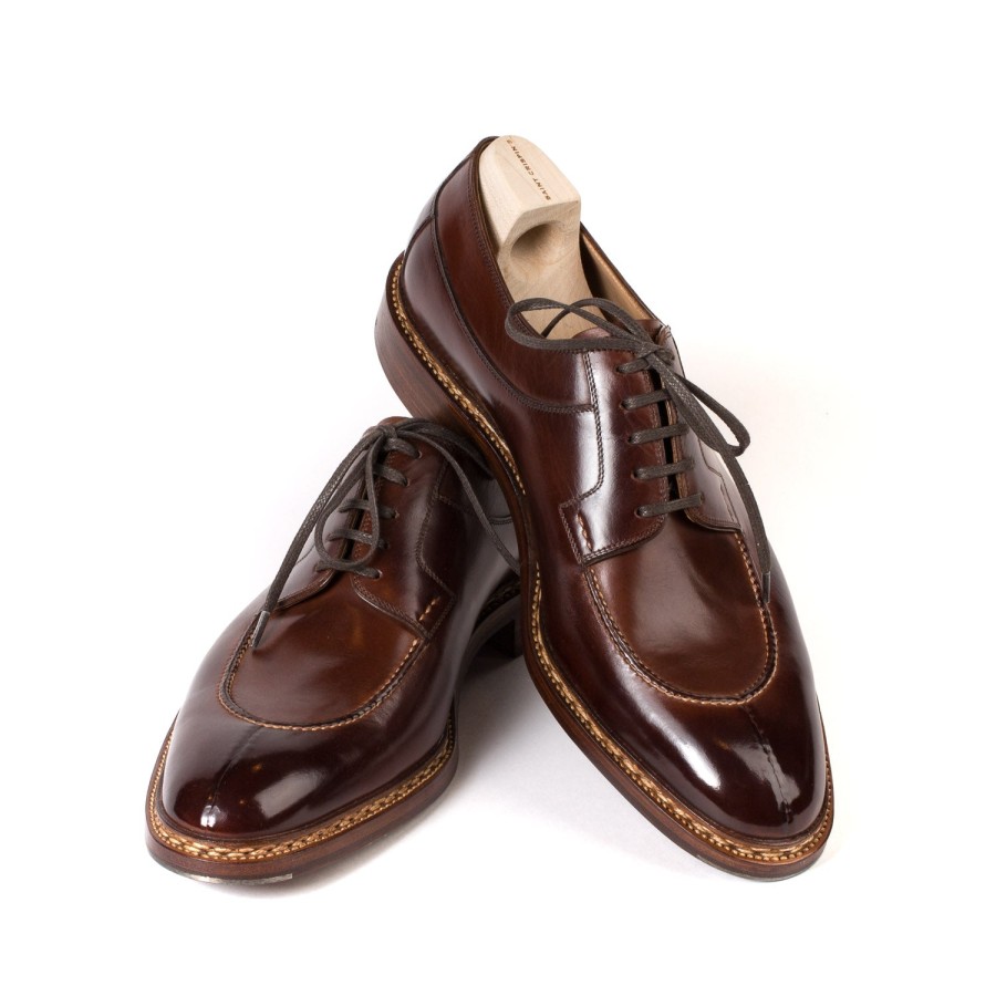 Mto | Saint Crispin's Derby "Norvegian Split Toe" Made Of Brown Calfskin - Hand-Colored