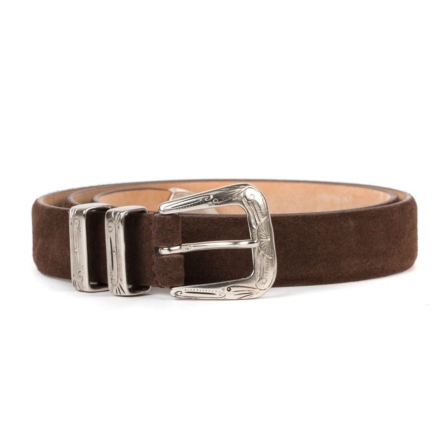 Belts | Silver Ostrich Silver Ostrich X Mj: Western-Gurtel "Gipsy" Aus Dunkelbraunem Wildlede