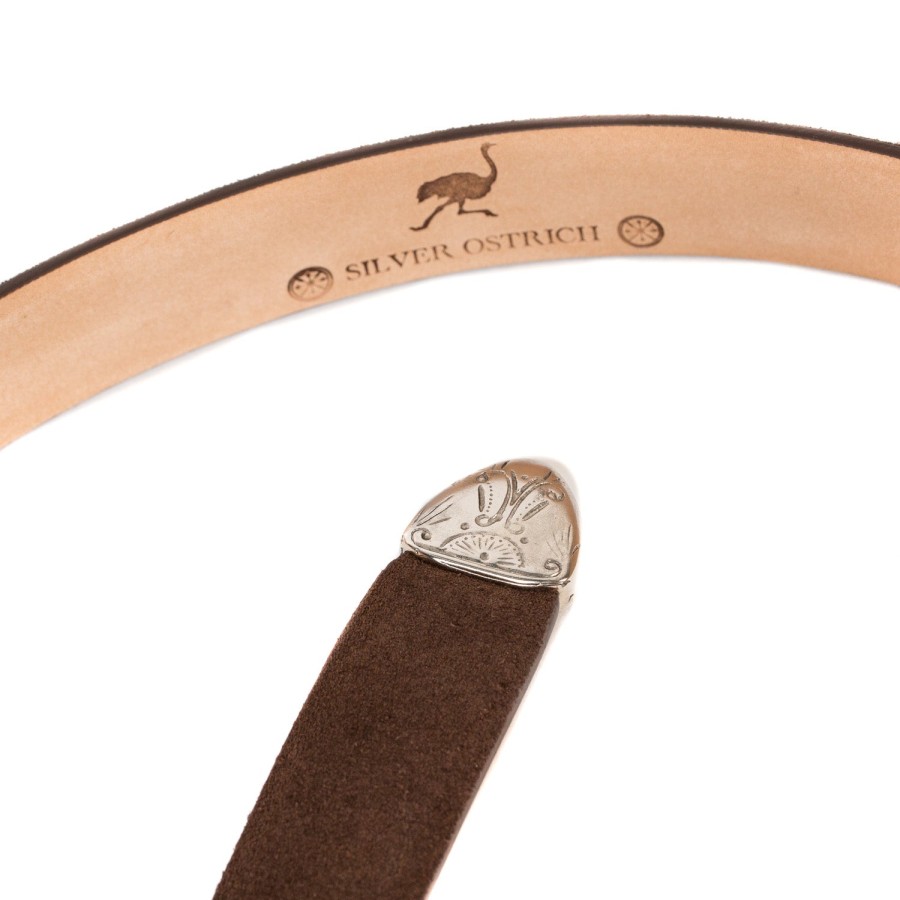 Belts | Silver Ostrich Silver Ostrich X Mj: Western-Gurtel "Gipsy" Aus Dunkelbraunem Wildlede