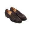 Mto | Saint Crispin's Pennyloafer "Dress" Made Of Dark Brown Croc-Suede - Purely Handcrafted