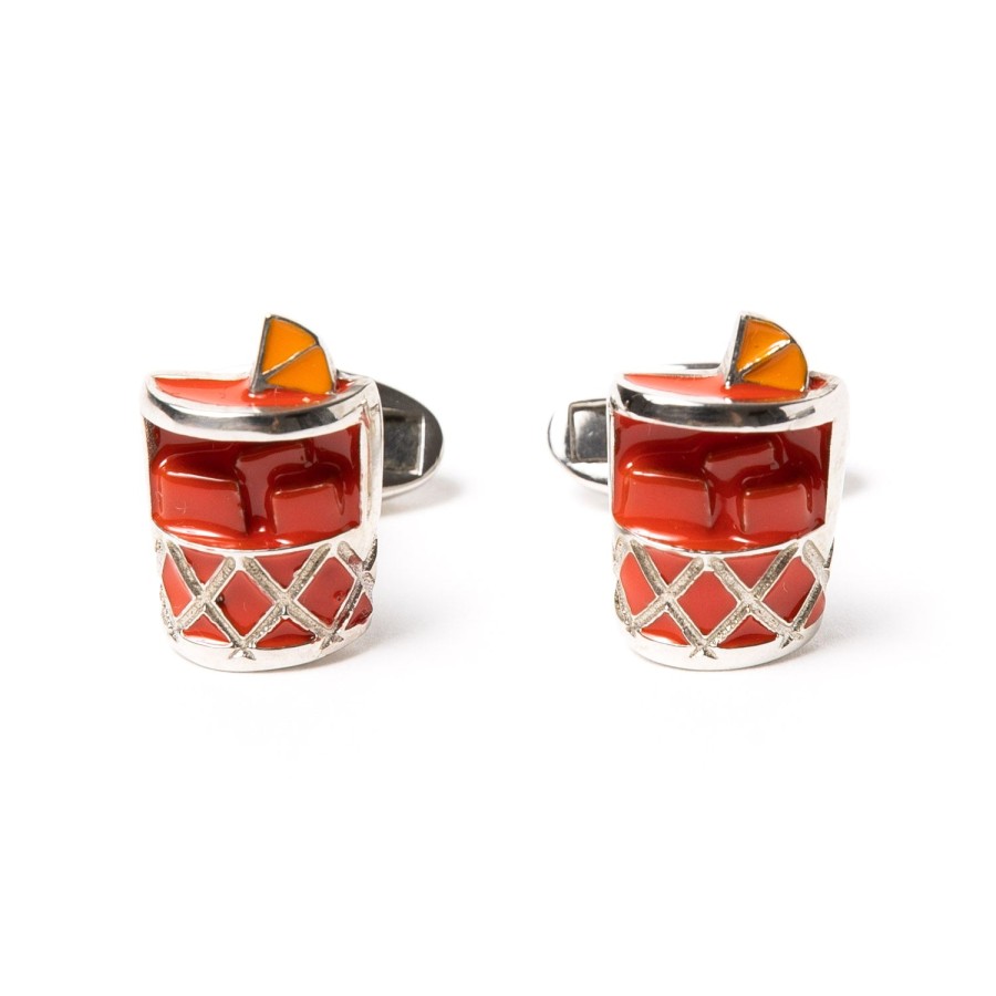 Cufflinks & Jewelry | Barbarulo Napoli Sterling Silver Cufflink "Negroni" - Pure Handwork