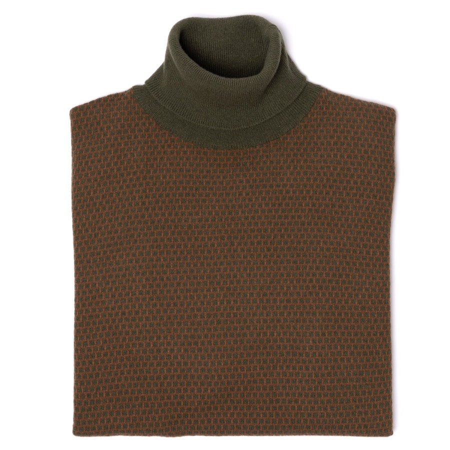 Knitwear | Brigatelli dal 1922 Square-Jacquard Merino Wool And Cashmere Turtleneck Sweater - 1 Ply Ca