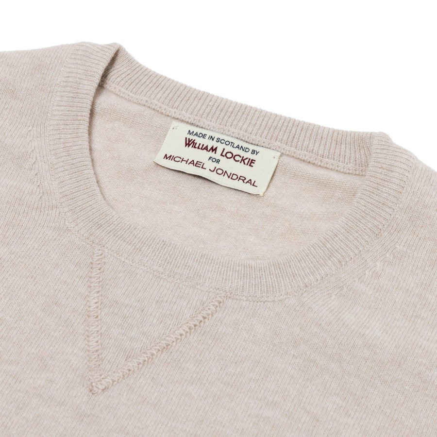 Knitwear | William Lockie Mj Exclusive: Vintage Crew Inset Sweater In Pure Super Geelong Lambswo