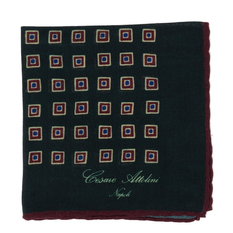 Handkerchiefs | Cesare Attolini Pure Wool Pocket Square "Medaglioni Incornicato