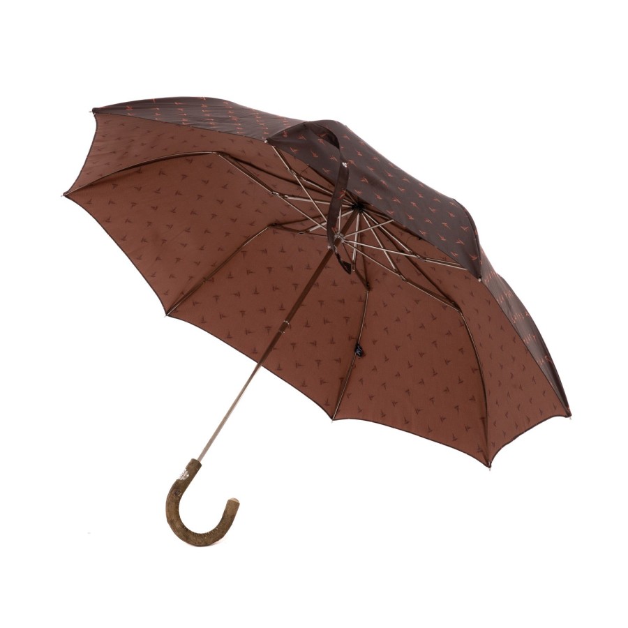 Umbrellas | Maglia Limited Edition: Pocket Umbrella "Flying Ducks" With Ash Wood Handle