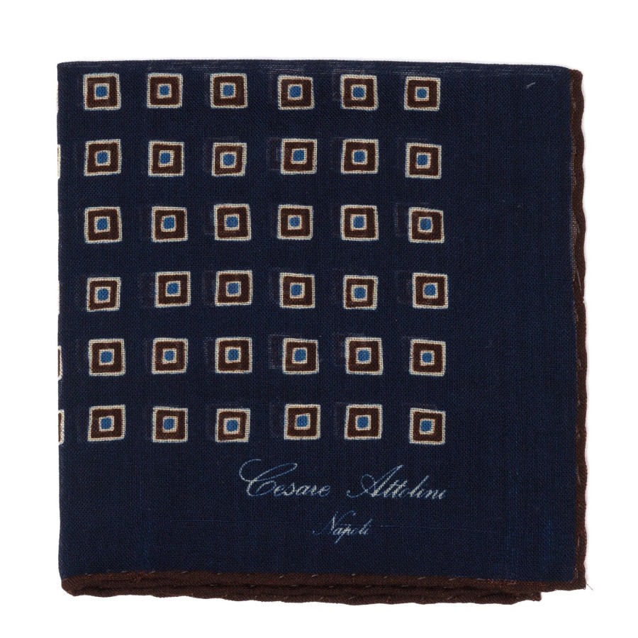 Handkerchiefs | Cesare Attolini Pure Wool Pocket Square "Medaglioni Incornicato