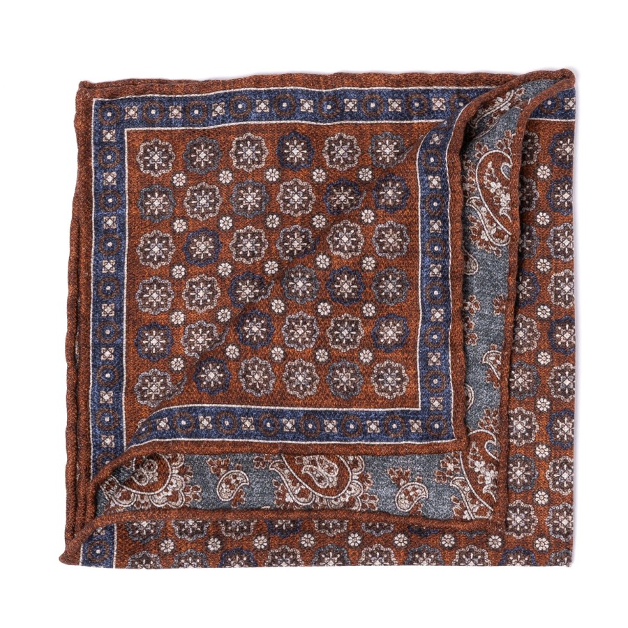 Handkerchiefs | Manifatture Rosi Rosi Collection X Mj: Pocket Square "Medallion Double Print" In Pure S