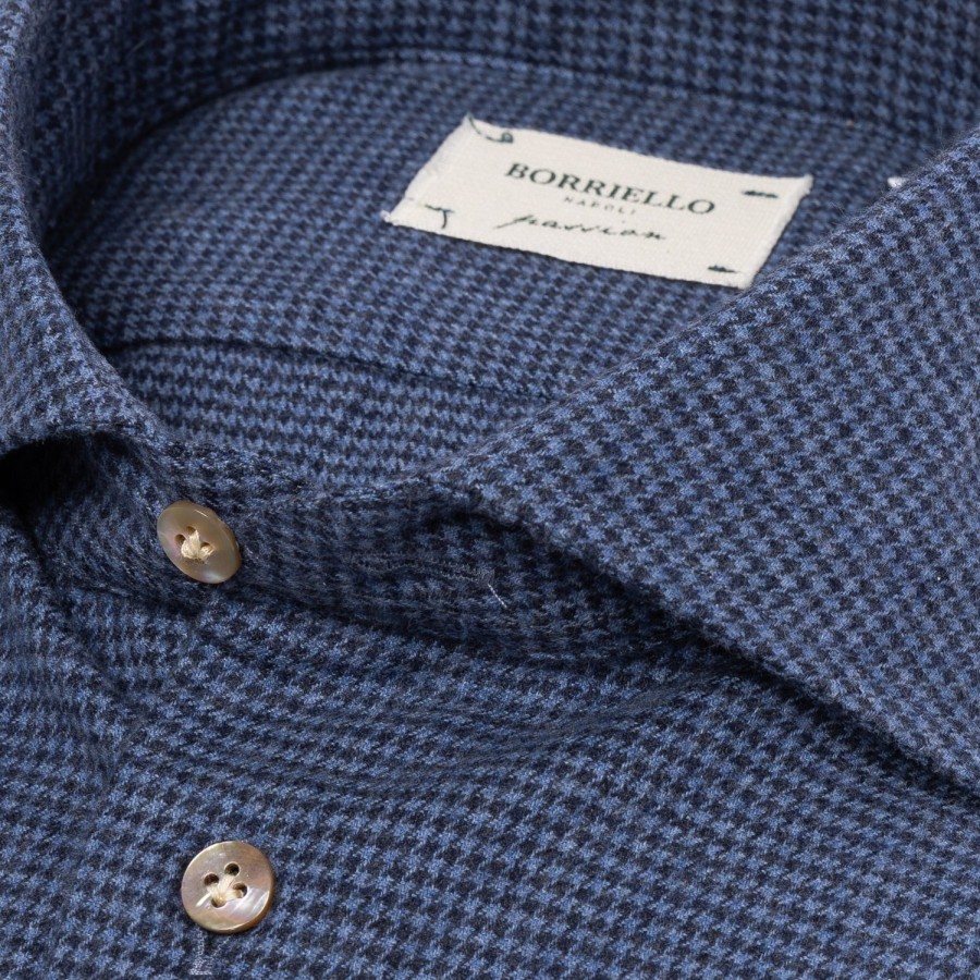 Casual Shirts | Borriello Sport Shirt "Houndstooth" In Soft Cotton Flannel - Linea Passion