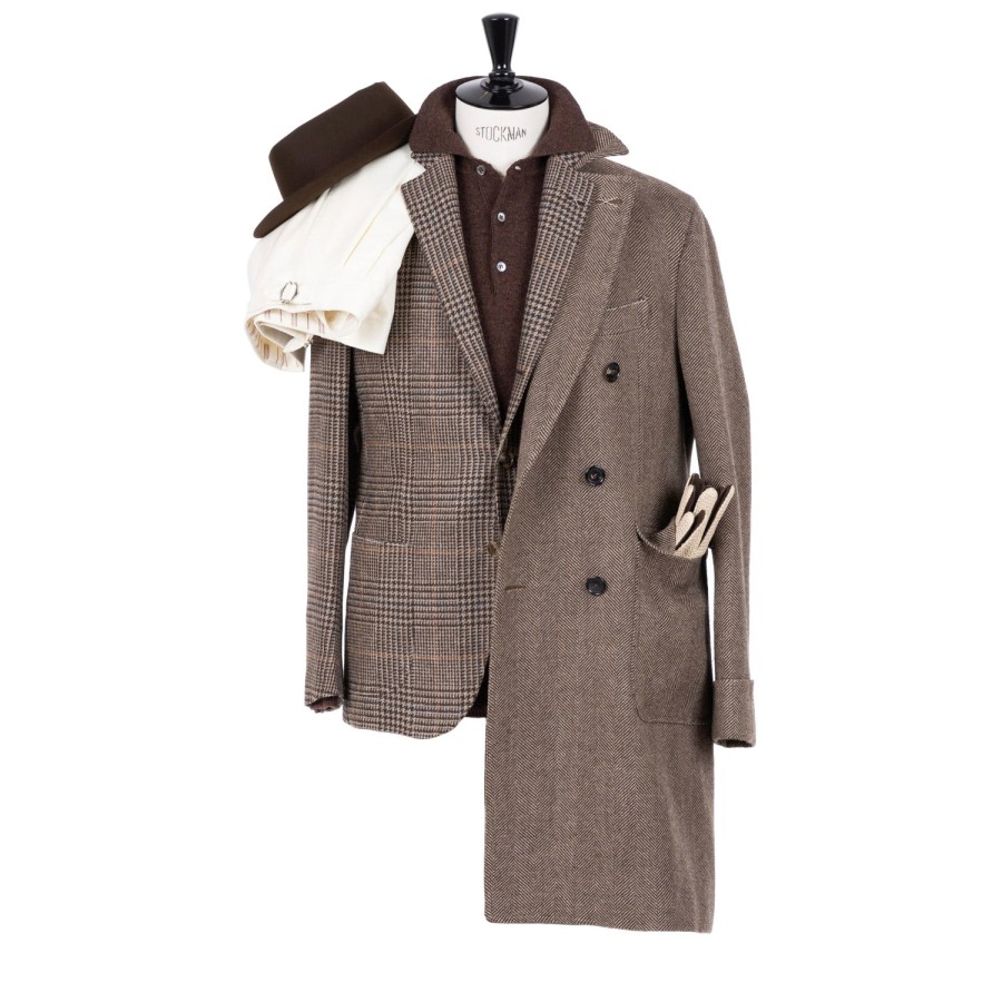 Coats | De Petrillo Coat "L'Aristocratico" With Herringbone Pattern In Pure Wool - Handmad