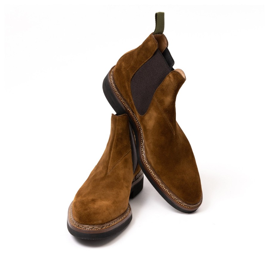 Mto | Saint Crispin's Boot "Winter Chelsea" Made Of Dark Brown Suede - Purely Handcrafted