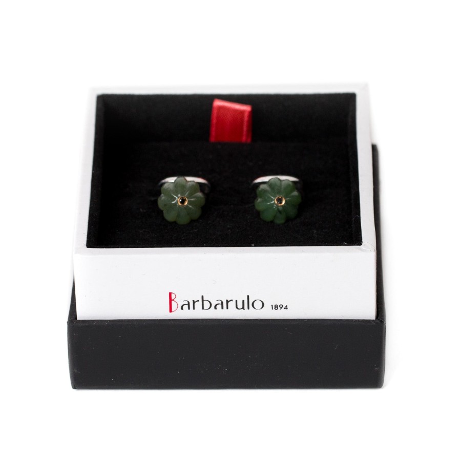 Cufflinks & Jewelry | Barbarulo Napoli Cufflinks "Jade Flower Diamond" Made Of Sterling Silver - Purely Handc