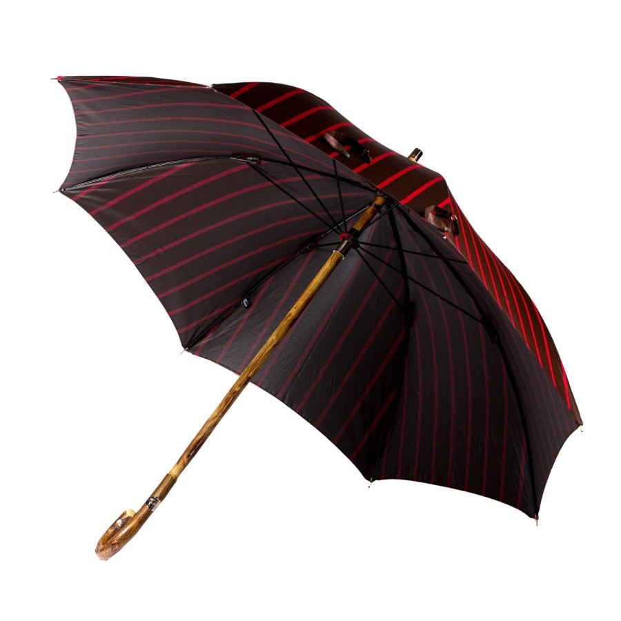 Umbrellas | Maglia Red Umbrella With Wooden Handle