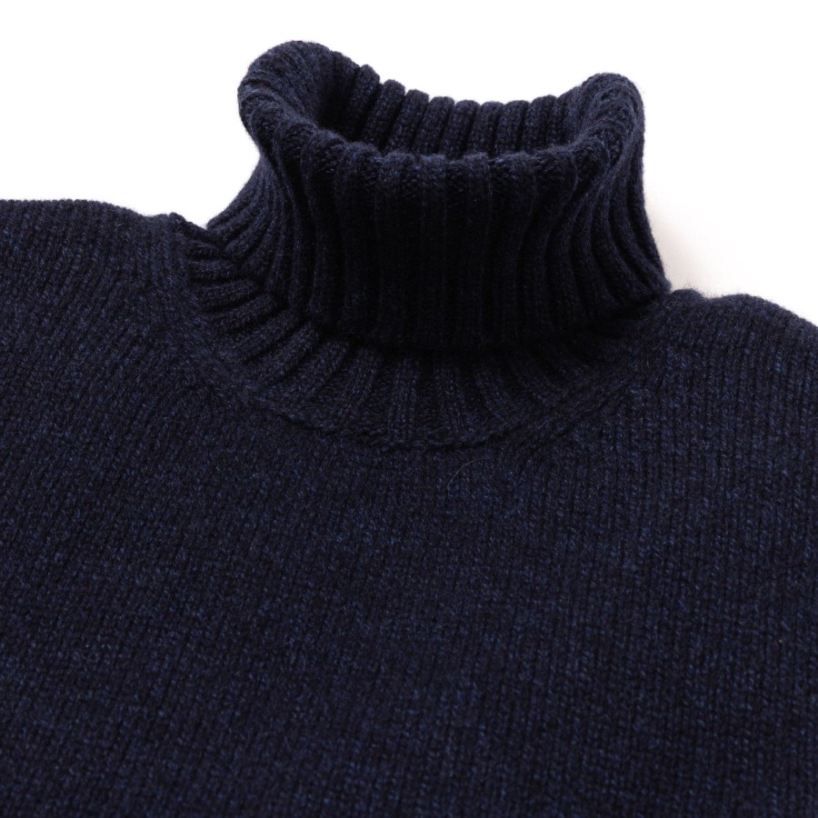 Knitwear | Fedeli Exclusively For Michael Jondral: Dark Blue Turtleneck Sweater Made Of