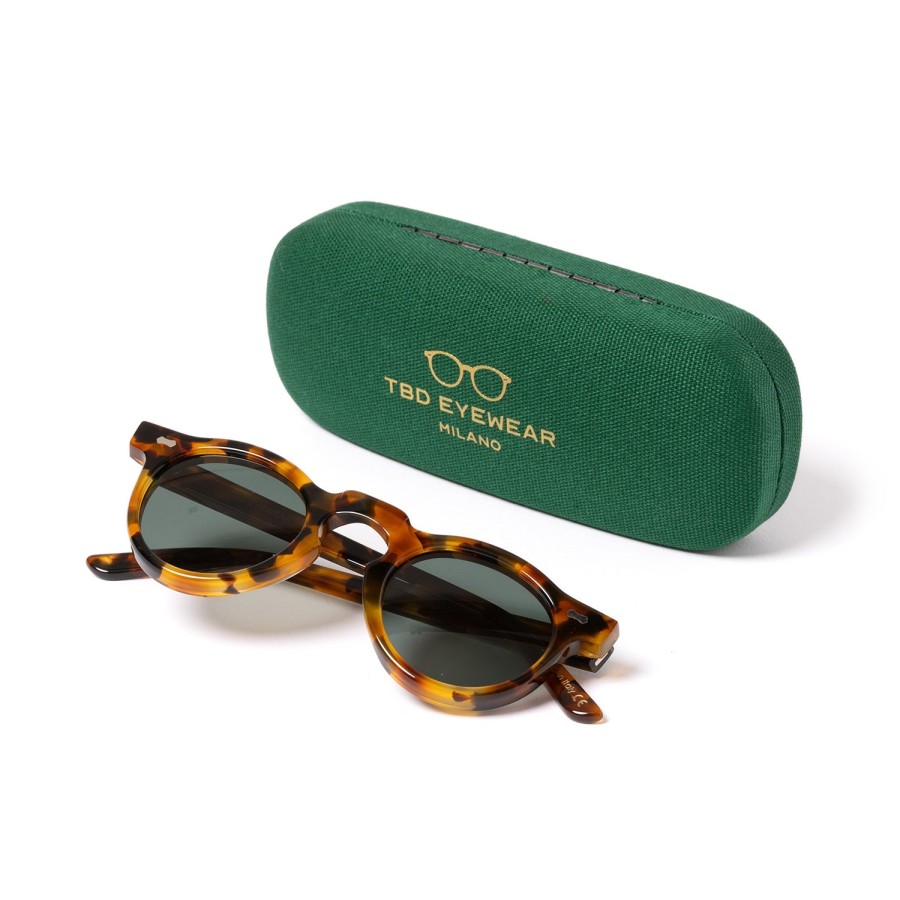 Sunglasses | TBD EYEWEAR Sunglasses "World Amber Tortoise" With Green Lenses - Handmade