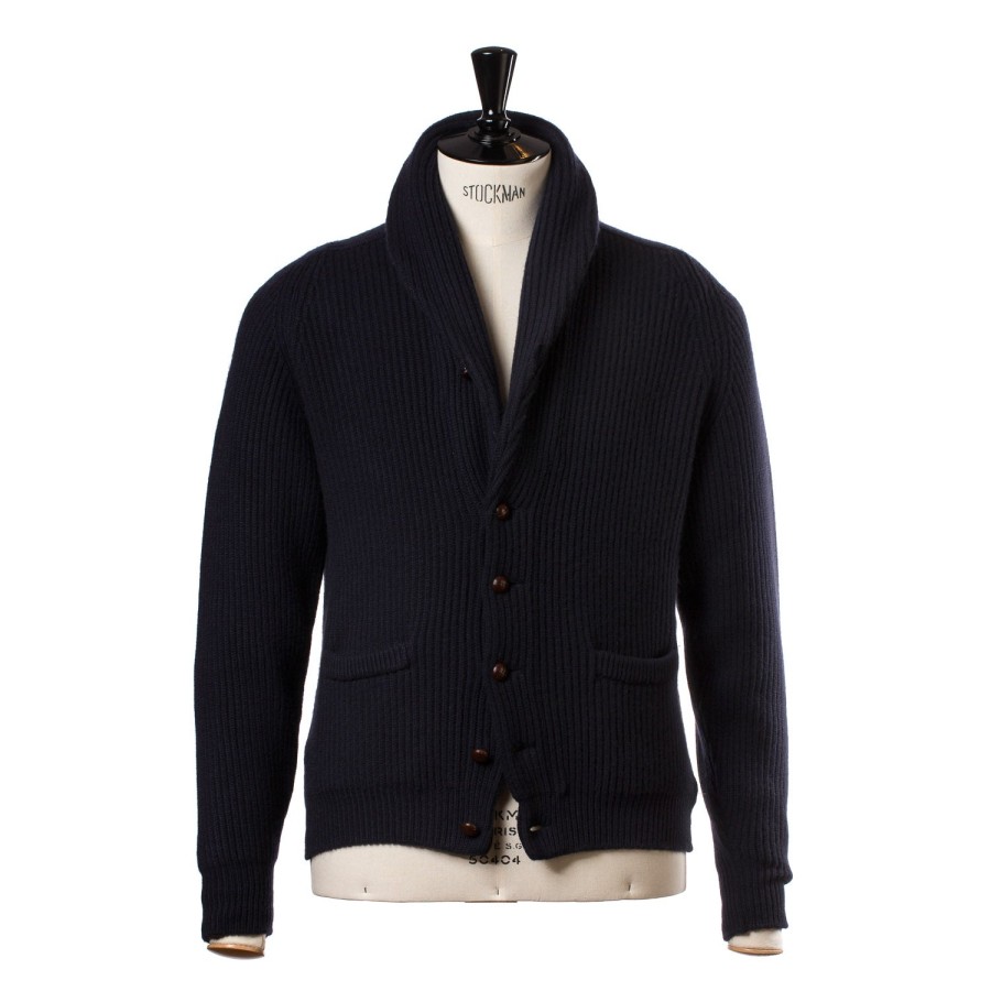 Knitwear | William Lockie Shawl-Collar Cardigan "Shawl-Windsor" Made Of Pure Scottish 6 Ply Cash