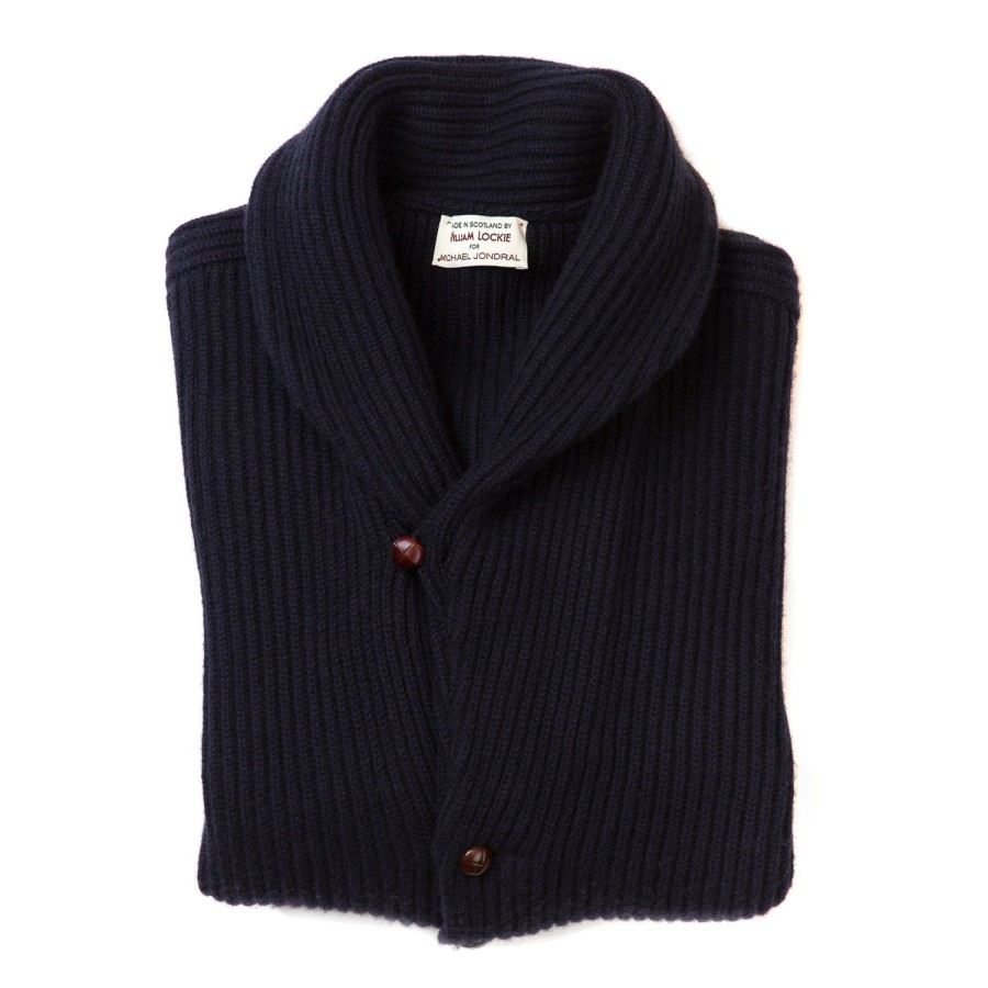 Knitwear | William Lockie Shawl-Collar Cardigan "Shawl-Windsor" Made Of Pure Scottish 6 Ply Cash