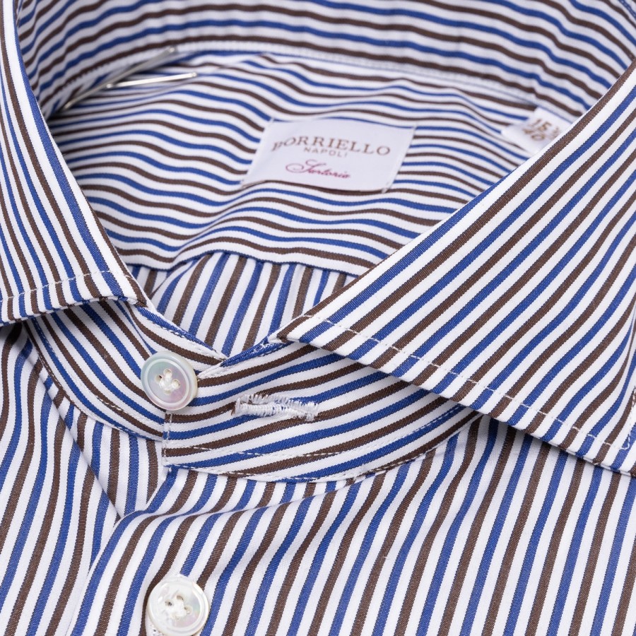 Shirts | Borriello Striped Shirt "Stile Londra" With Double Cuff - Handmade