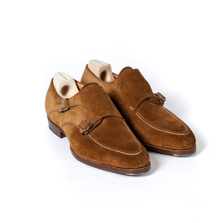 Mto | Saint Crispin's Double Monk "Apron" Made Of Light Brown Calfskin