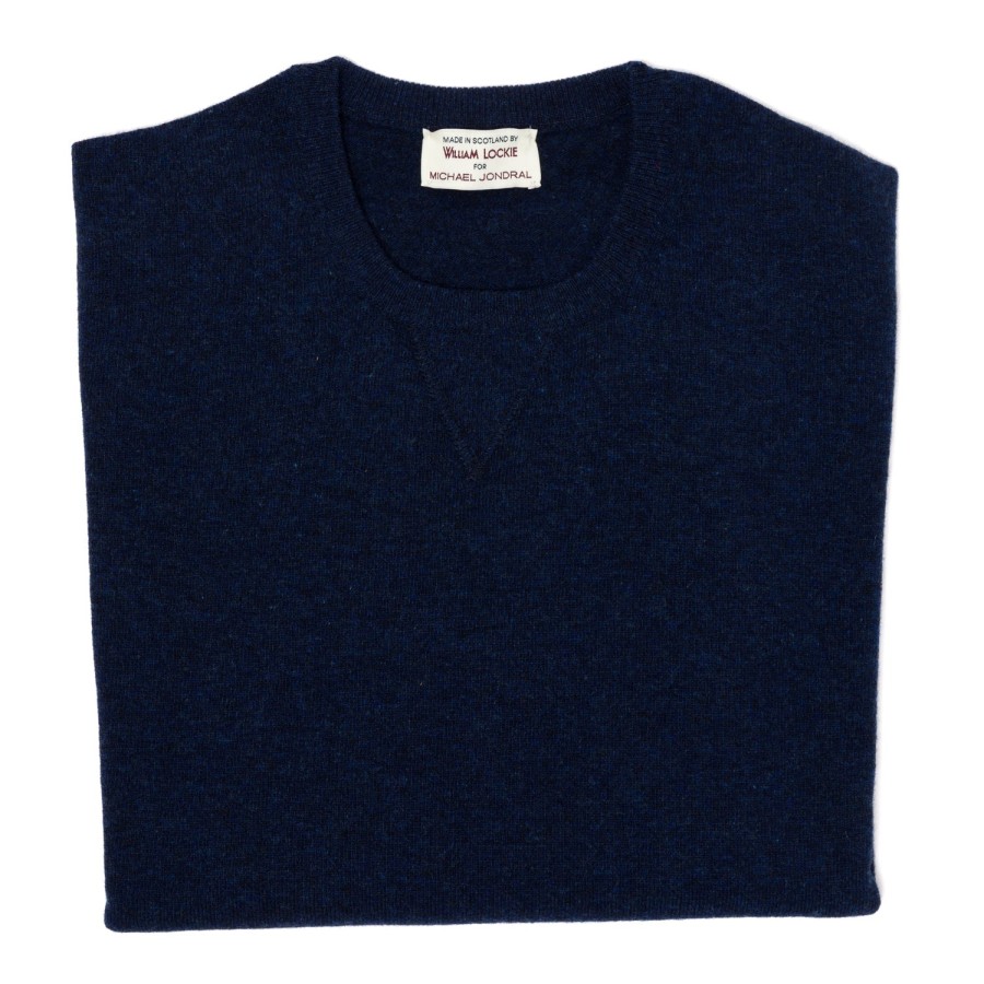 Knitwear | William Lockie Mj Exclusive: Vintage Crew Inset Sweater In Pure Super Geelong Lambswo