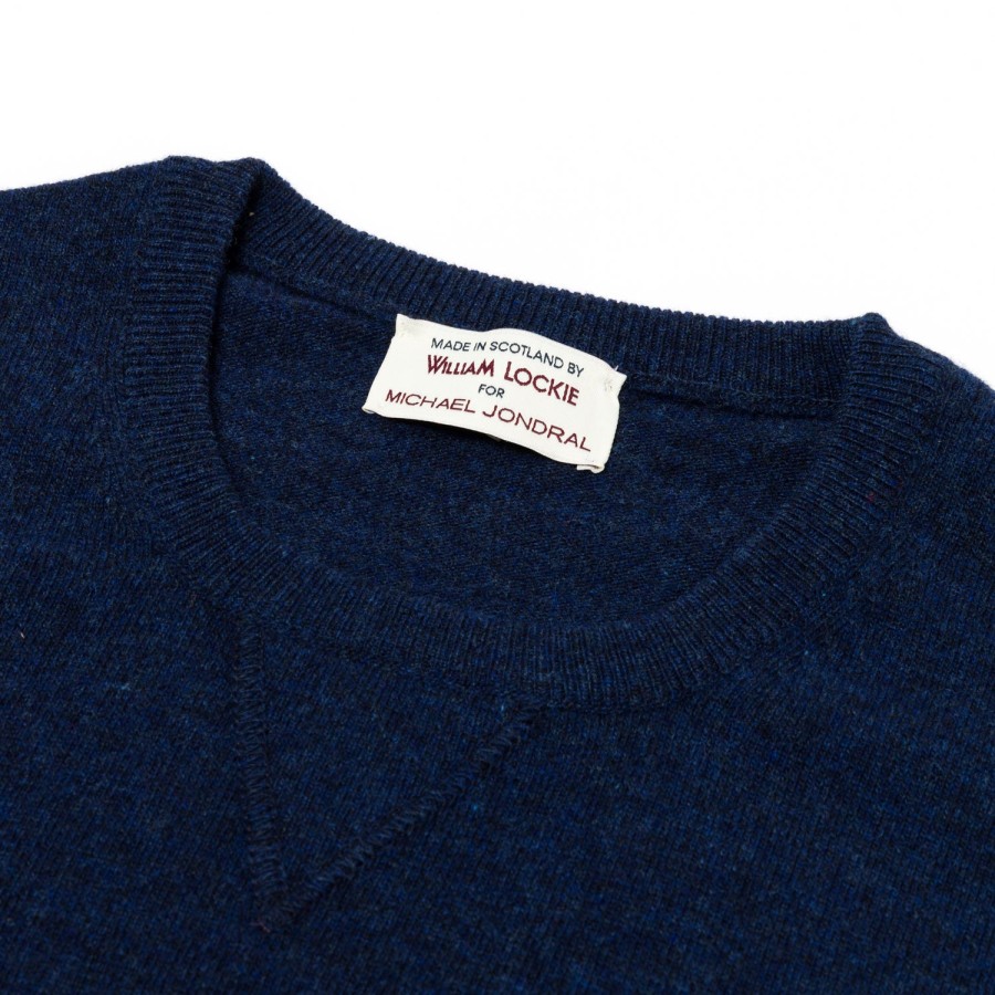 Knitwear | William Lockie Mj Exclusive: Vintage Crew Inset Sweater In Pure Super Geelong Lambswo