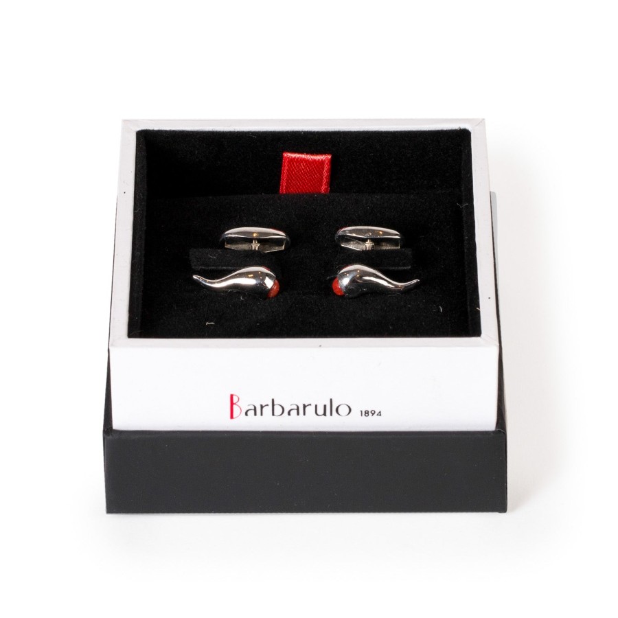 Cufflinks & Jewelry | Barbarulo Napoli Cufflinks "Cornetto Napoli" Made Of Sterling Silver - Purely Handcraft