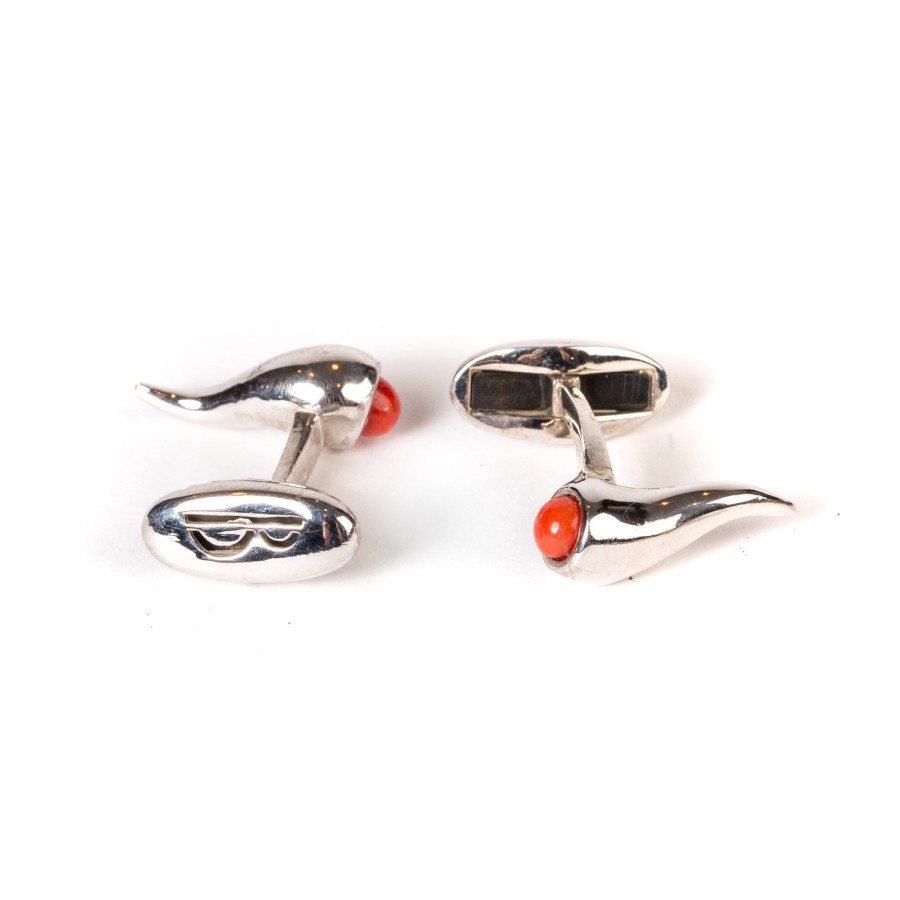 Cufflinks & Jewelry | Barbarulo Napoli Cufflinks "Cornetto Napoli" Made Of Sterling Silver - Purely Handcraft