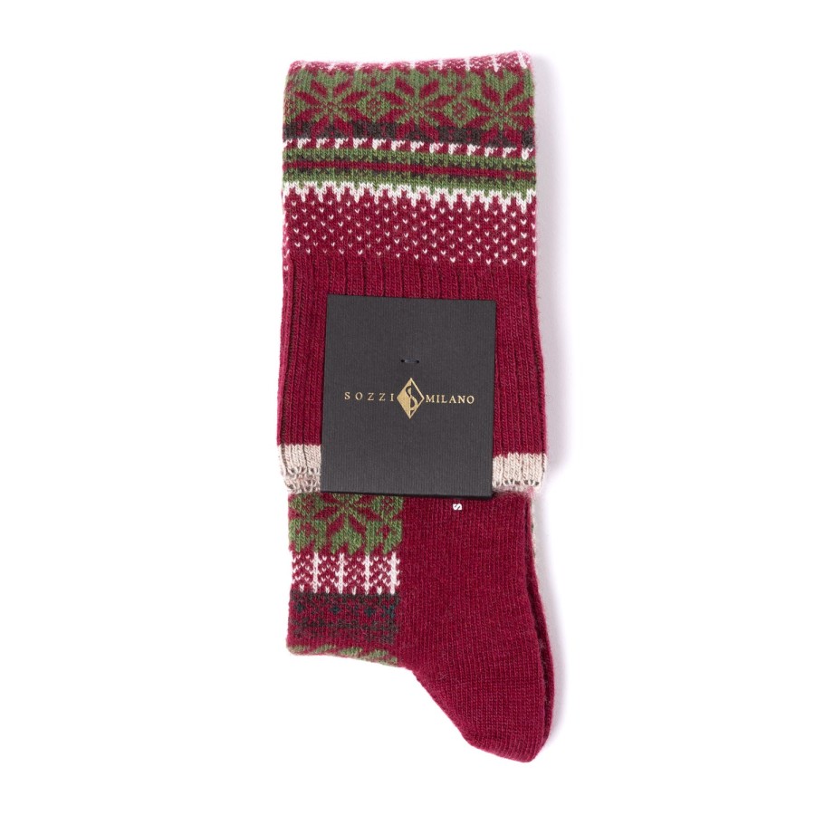 Stockings | Sozzi Knee Sock "Fairisle Stars" From A Cashmere Blend