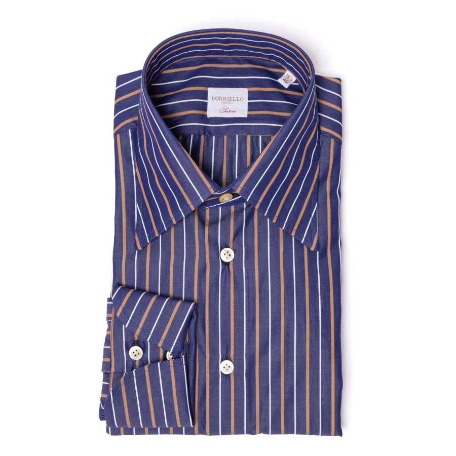 Shirts | Borriello Striped Shirt "Naples Nobility" With Cocktail Cuff - Handmade