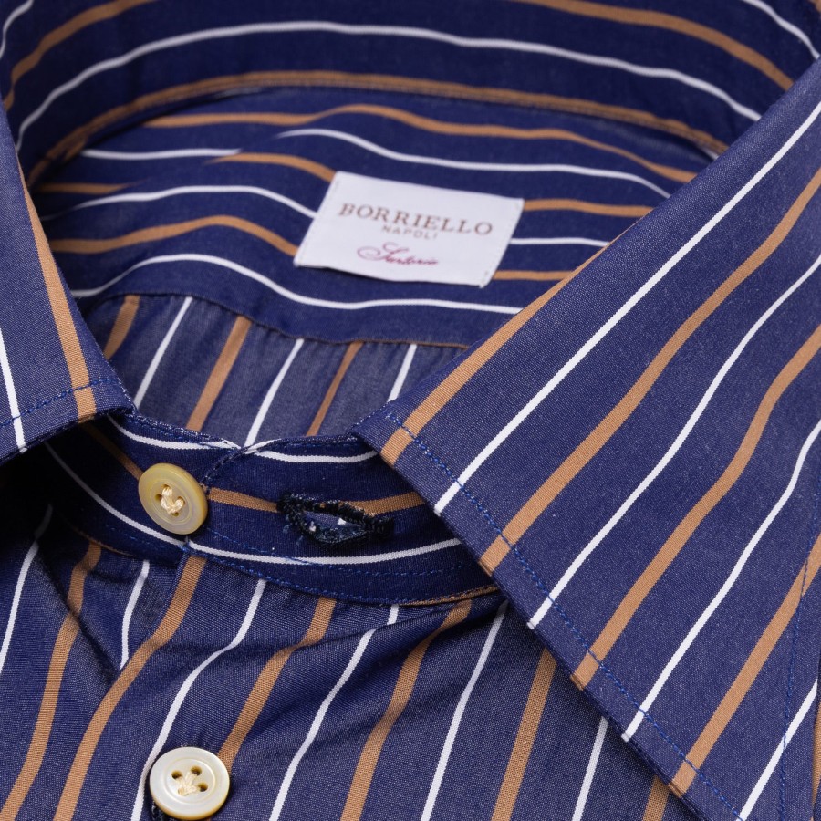 Shirts | Borriello Striped Shirt "Naples Nobility" With Cocktail Cuff - Handmade