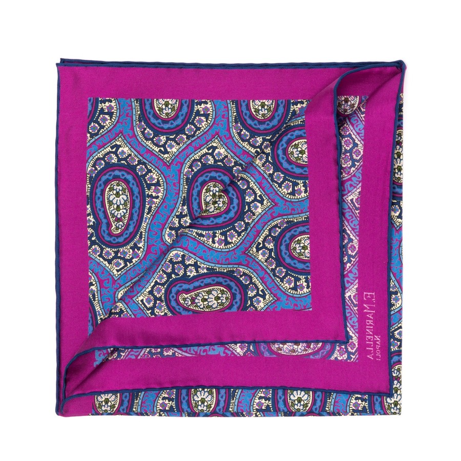 Handkerchiefs | E. Marinella Patterned Pochette In Pure English Silk - Handrolled