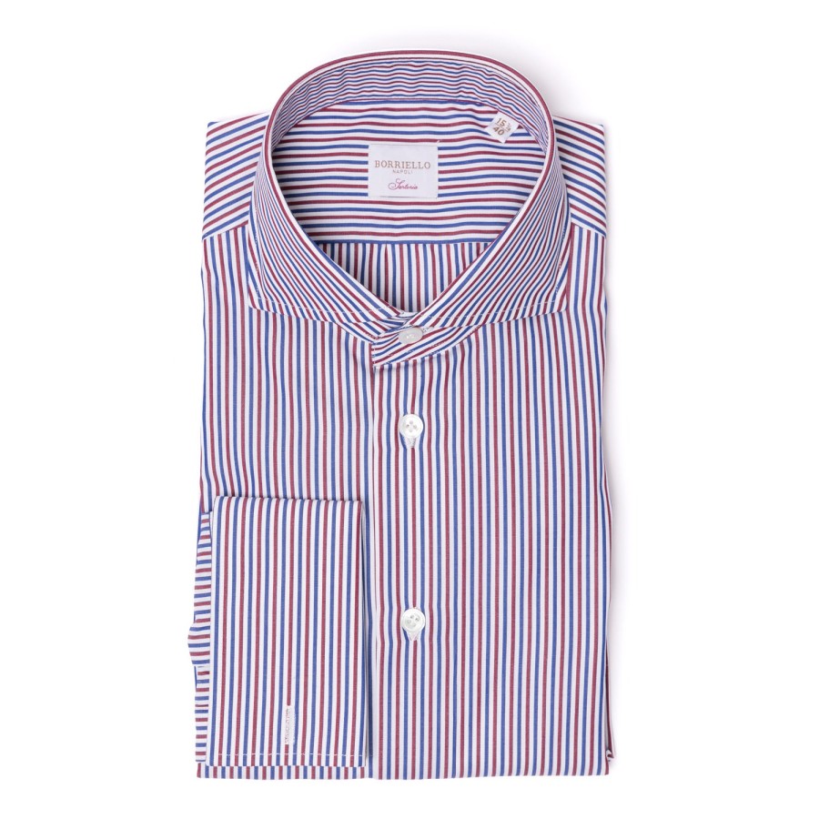 Shirts | Borriello Striped Shirt "Stile Londra" With Double Cuff - Handmade