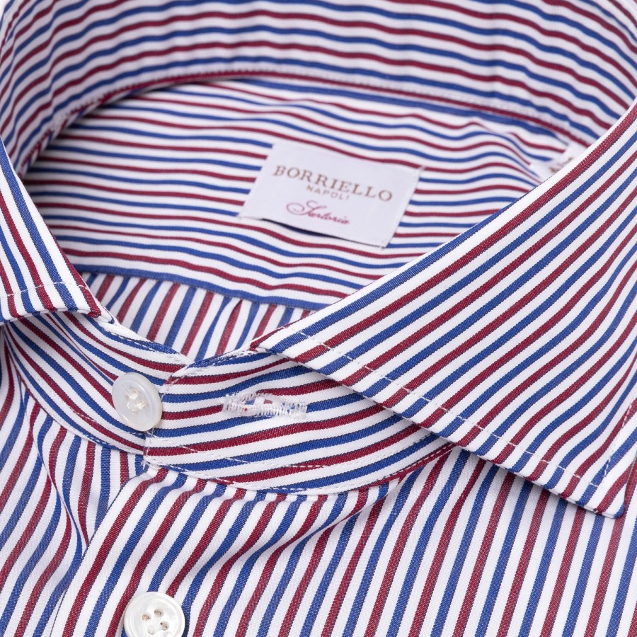 Shirts | Borriello Striped Shirt "Stile Londra" With Double Cuff - Handmade