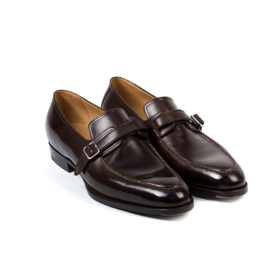 Mto | Saint Crispin's Dress Loafer "Buckle" Made Of Dark Brown Calfskin - Purely Handcrafted